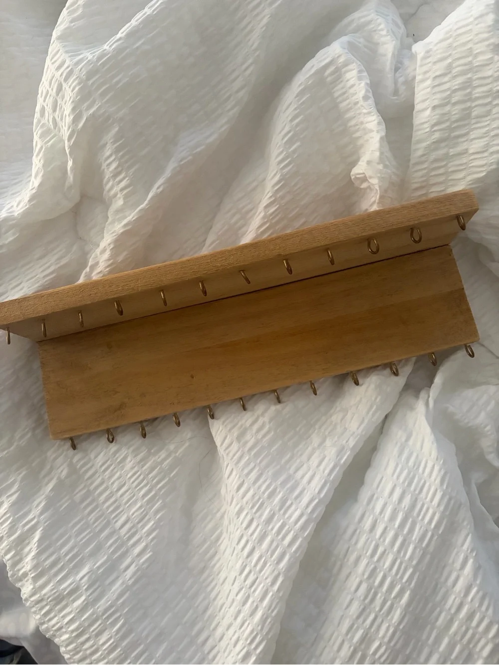 Wooden Jewelry Wall Shelf Hook Rack - Natural Wood